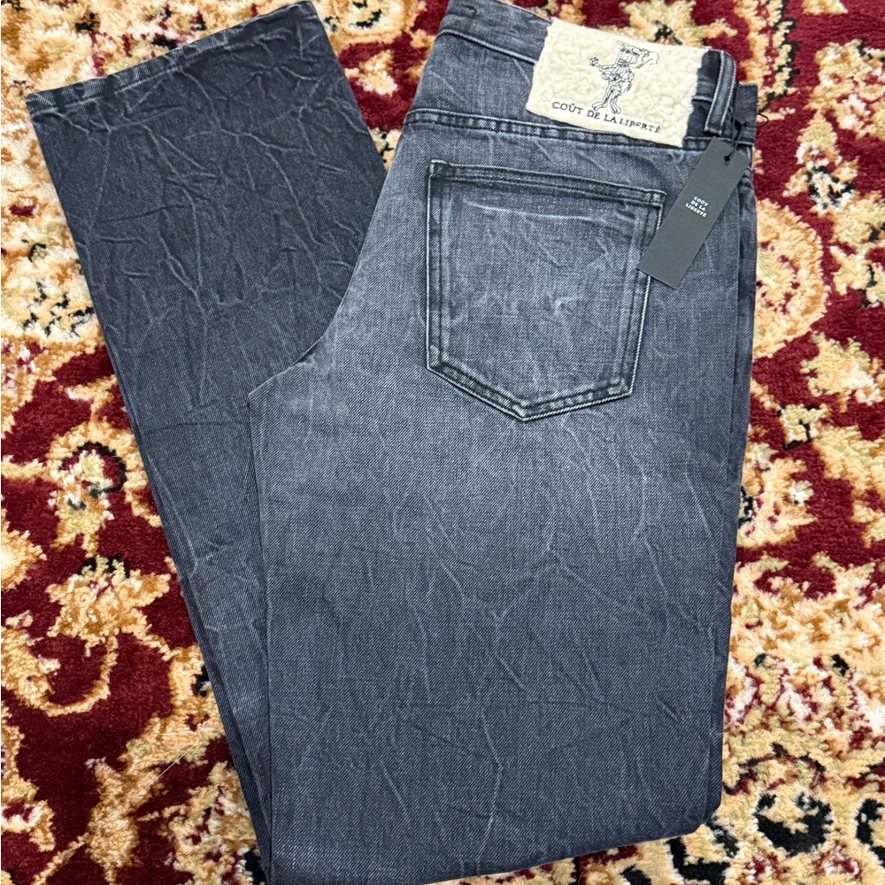 Côte de la Liberté Rafa Straight Black Rigid Denim Jeans Size 32 NWT $725 MSRP